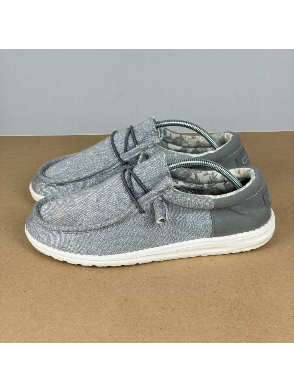 Hey Dude Wally Sparkling Grey Casual Shoes Womens 9 Gray Slip On Comfort